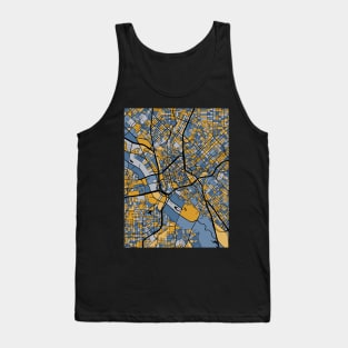 Dallas Map Pattern in Blue & Gold Tank Top